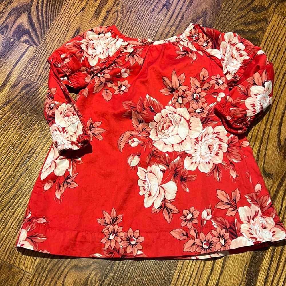 Beautiful floral red long sleeve dress
